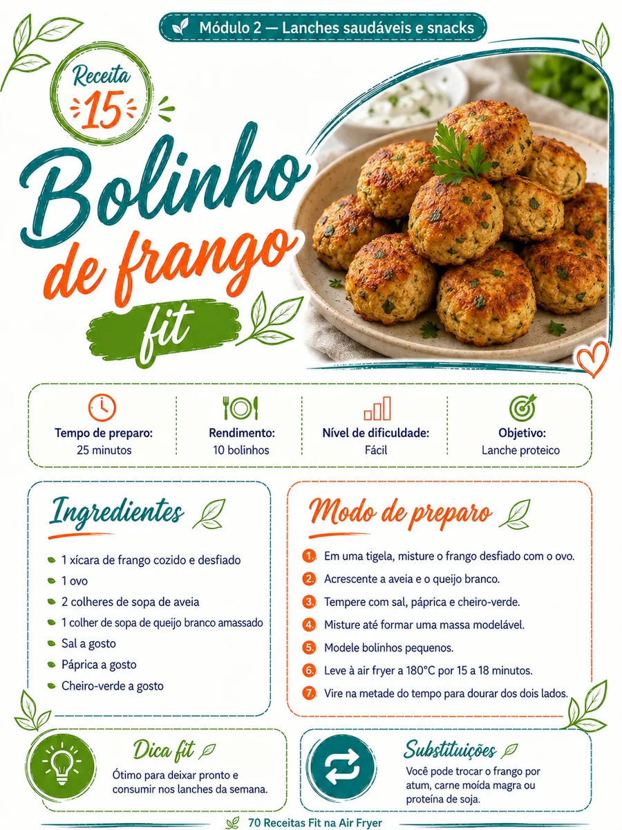Página da receita de bolinho de frango fit